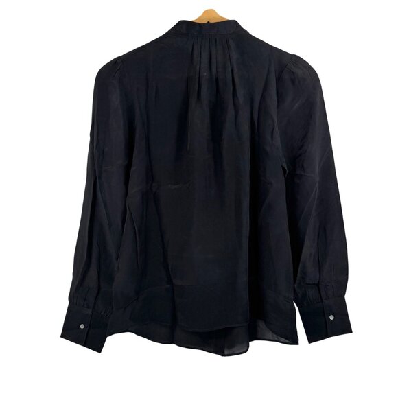 J.crew Tie-neck top‎ in crepe de chine black preppy flowy sz 0 - Picture 4 of 8